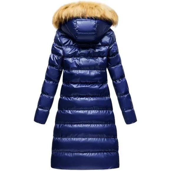 CREATMO US Women's Long Winter Faux Fur Coat Puffer Warm Jacket with Detachable